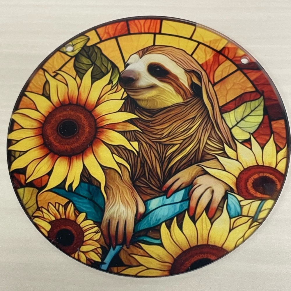 Suncatcher Acrylic Sloth Animal Sunflowers Home Seasonal Fall Decor Gift